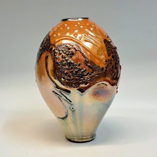 Click to view detail for #240733 Raku Vessel Glitter Glaze $32